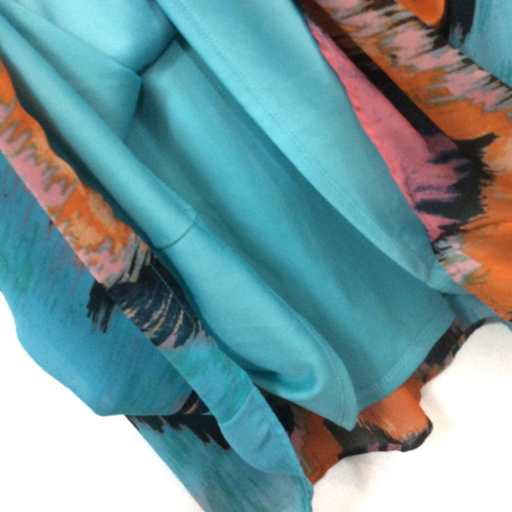 🦋Gianni Bini Flowy Teal Orange Maxi Dress 11 - Picture 7 of 8